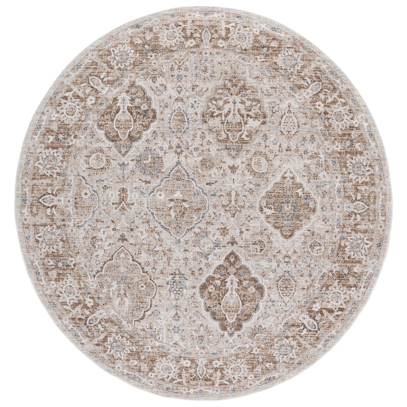 SAFAVIEH Finley Aristi Traditional Oriental Rug - Brown/Grey - 6'7" Round