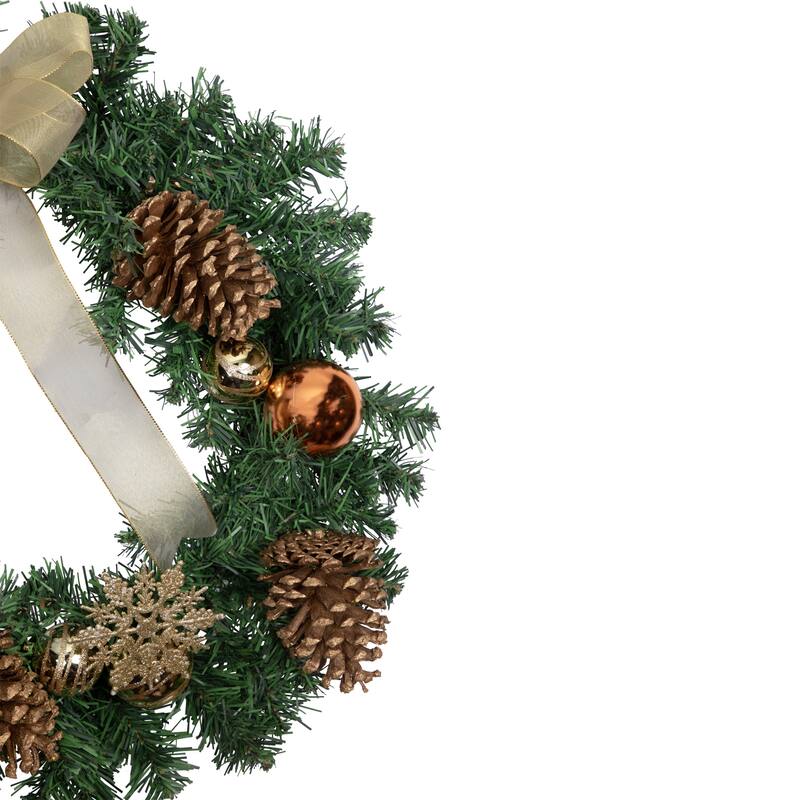 Pre-Decorated Ball Ornaments Bow Artificial Christmas Wreath 24" Unlit
