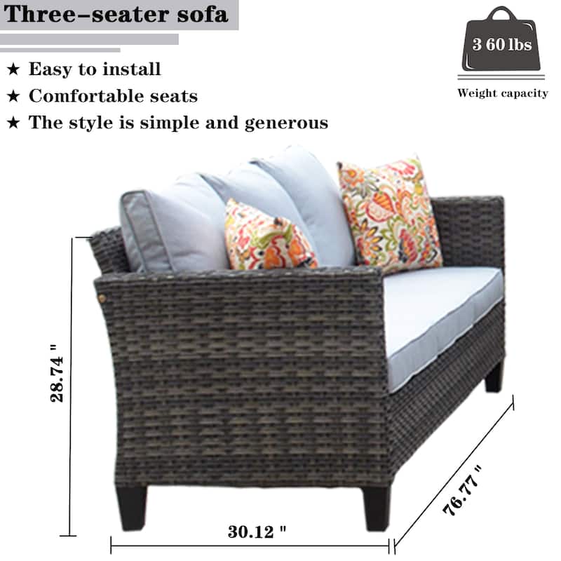 OVIOS 7-piece Patio Outdoor Wicker Conversation Set