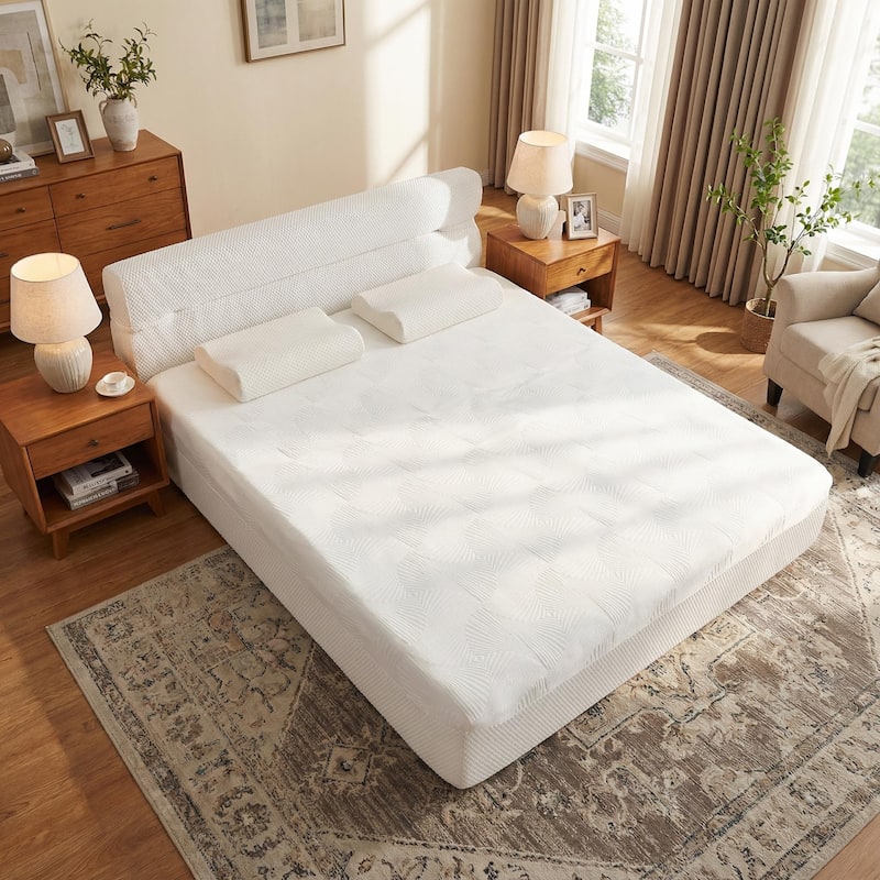 Homy Casa All in One Bed, Mattress + Frame, Cool Ice Silk Stretch Fabric, Motion Isolation, No Assembly, Full, Queen, King - King