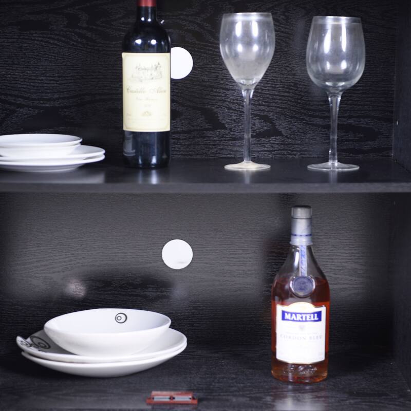 Sideboard Cabinet with 3 Mirrored Acrylic Doors, Multifunctional Wood Storage Cabinet, Accent Cabinet with Adjustable Shelves