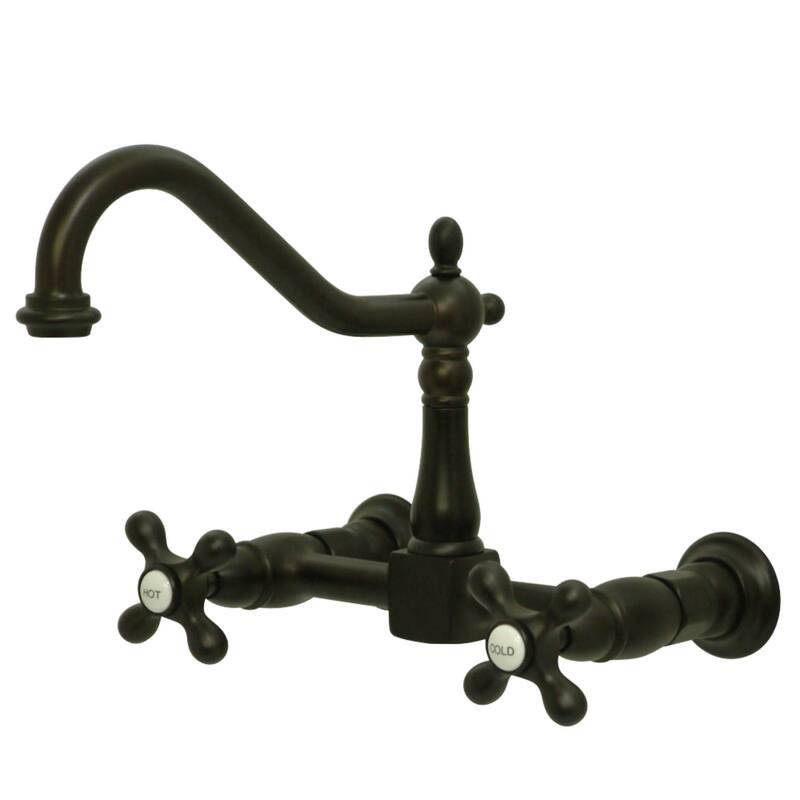 Kingston Brass Heritage 1.8 GPM Wall Mounted Bridge Kitchen Faucet - Oil Rubbed Bronze