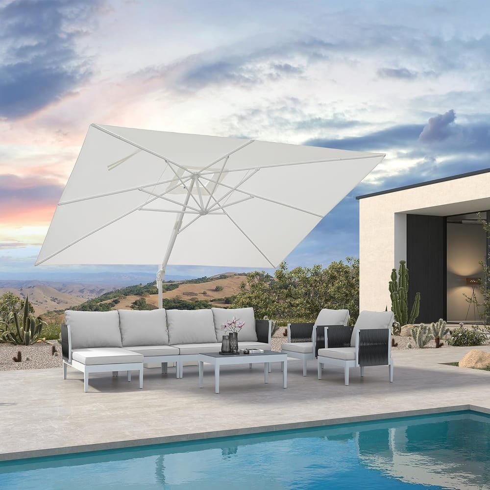 PURPLE LEAF 10 x 13 ft White Cantilever Patio Umbrella with 360 Degree Rotation