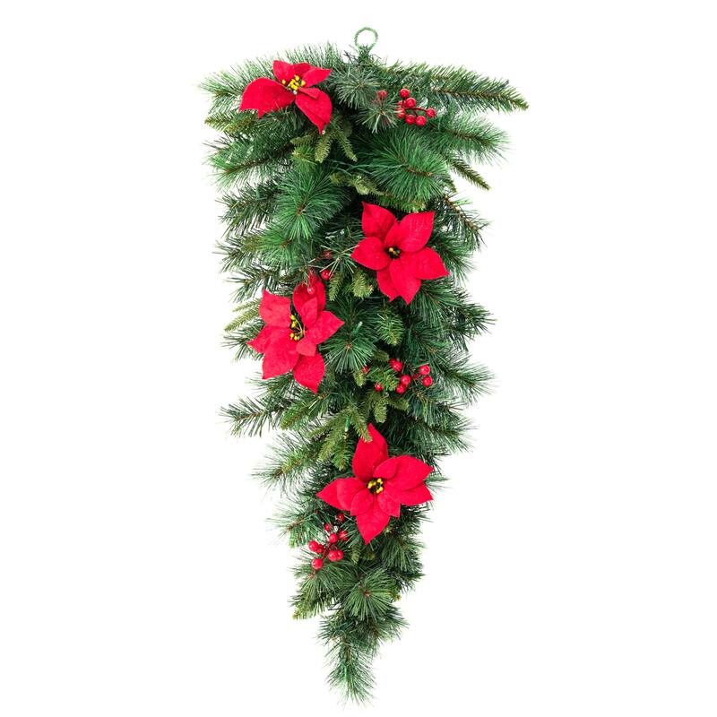 Glitzhome 3FT Pre-Lit Christmas Teardrop With 50 Warm White Lights and Timer - Multi-red