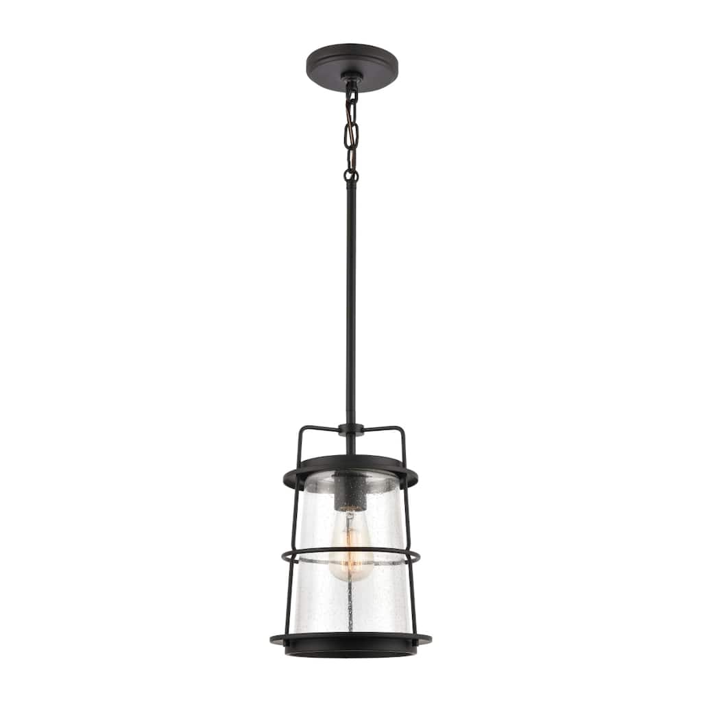 Kennington 8-inch Wide 1-Light Mini Pendant in Black - 8in W x 8in D x 12in H