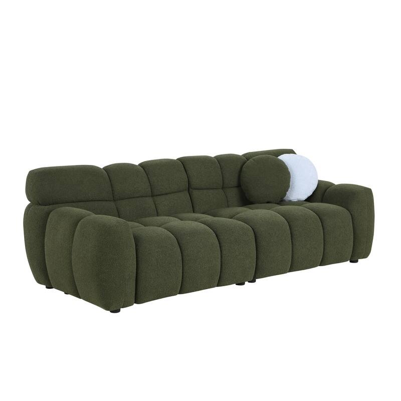 Two Sizes Of Teddy Velvet Upholstered Sofa