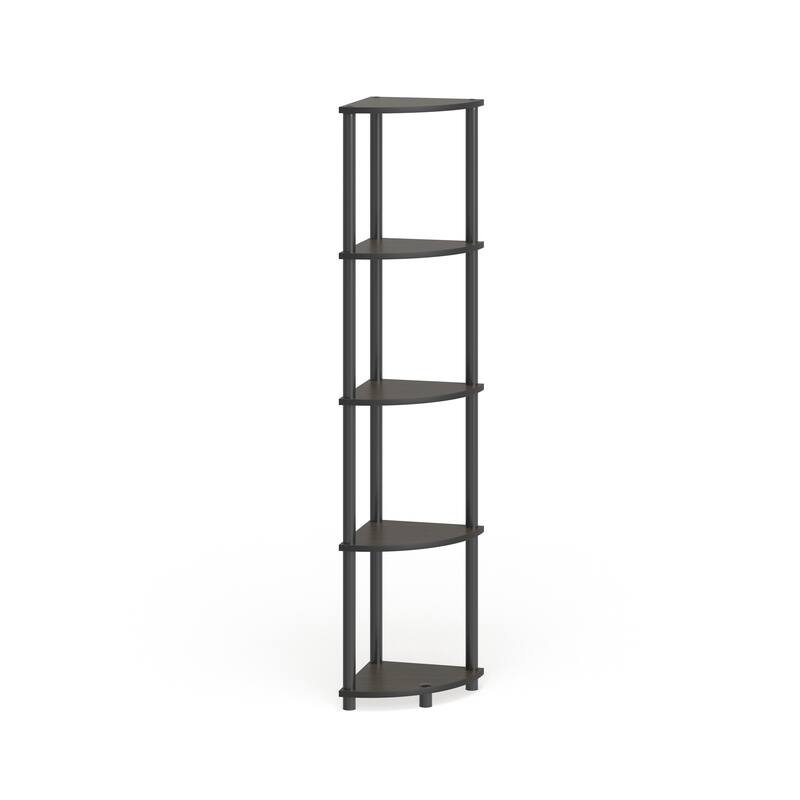 Porch & Den St. Marks 5-tier Corner Shelving Unit - round tube - Espresso/Black
