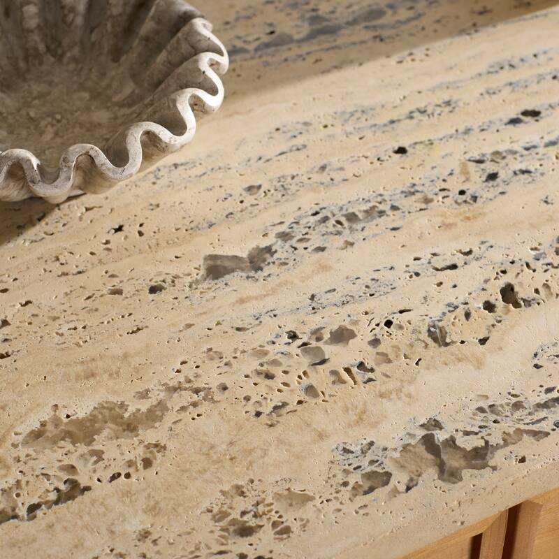 SAFAVIEH Couture Debrianna Travertine Top Sideboard - 62"W x 19"D x 30"H