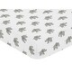 preview thumbnail 3 of 4, Sweet Jojo Designs Grey and White Fitted Crib Sheet for Mint Watercolor Elephant Safari Collection