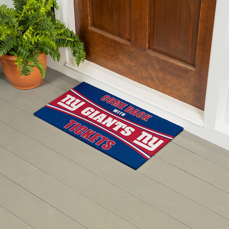 New York Giants 28 in. x 16 in. PVC "Come Back With Tickets" Trapper Door Mat