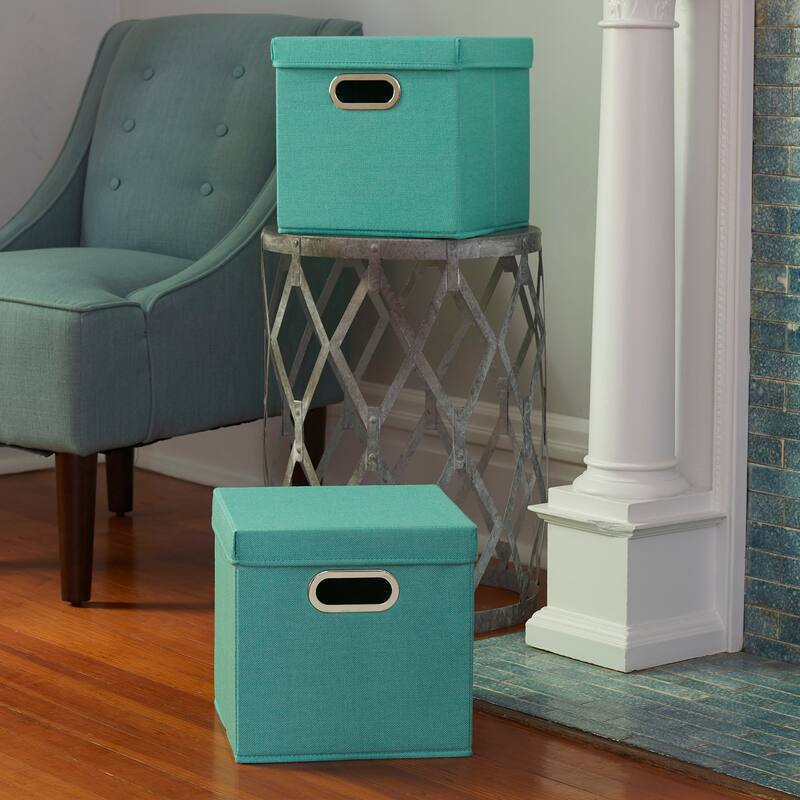Household Essentials Storage Bins with Lids and Chromed Grommet Handles