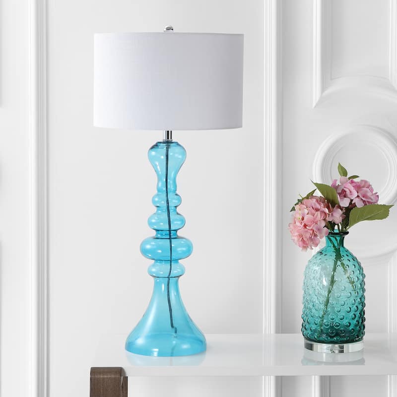 Alba 35" Curved Glass LED Table Lamp, Mercury Glass by JONATHAN Y