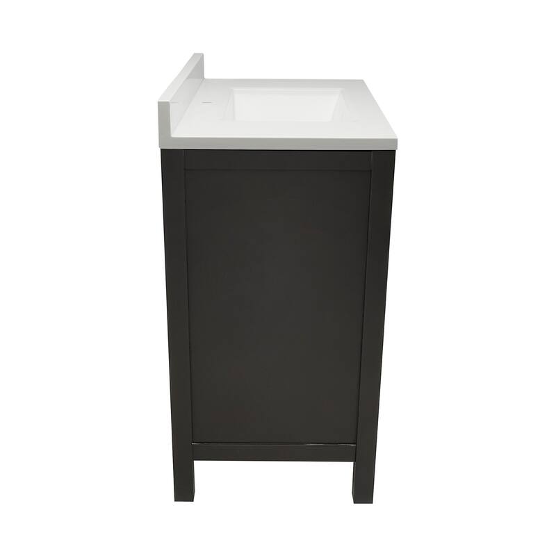Nevado 25 in. W x 19 in. D x 36 in. H Bath Vanity in with White Cultured Marble Top Single Hole