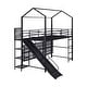 preview thumbnail 10 of 10, House Metal Twin Size Loft Bed with Shelves and Slide