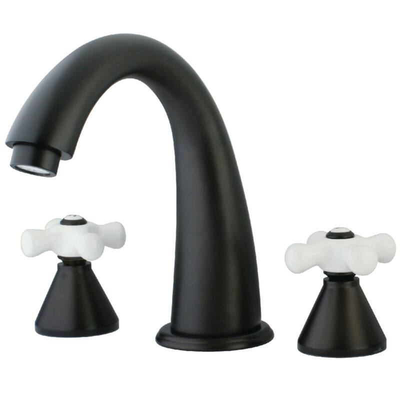 Kingston Brass Naples Widespread Deck Mounted Roman Tub Filler with - Oil Rubbed Bronze