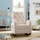 preview thumbnail 1 of 39, Baby Room High Back Rocking Chair Nursery Chair , Comfortable Rocker Fabric Padded Seat ,Modern High Back Armchair Beige