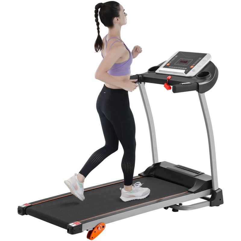 3 Incline Folding Treadmill Compact Jogging Walking Machine w12 Programs, LED Display, Heart Monitor, 2.5HP Portable Treadmill