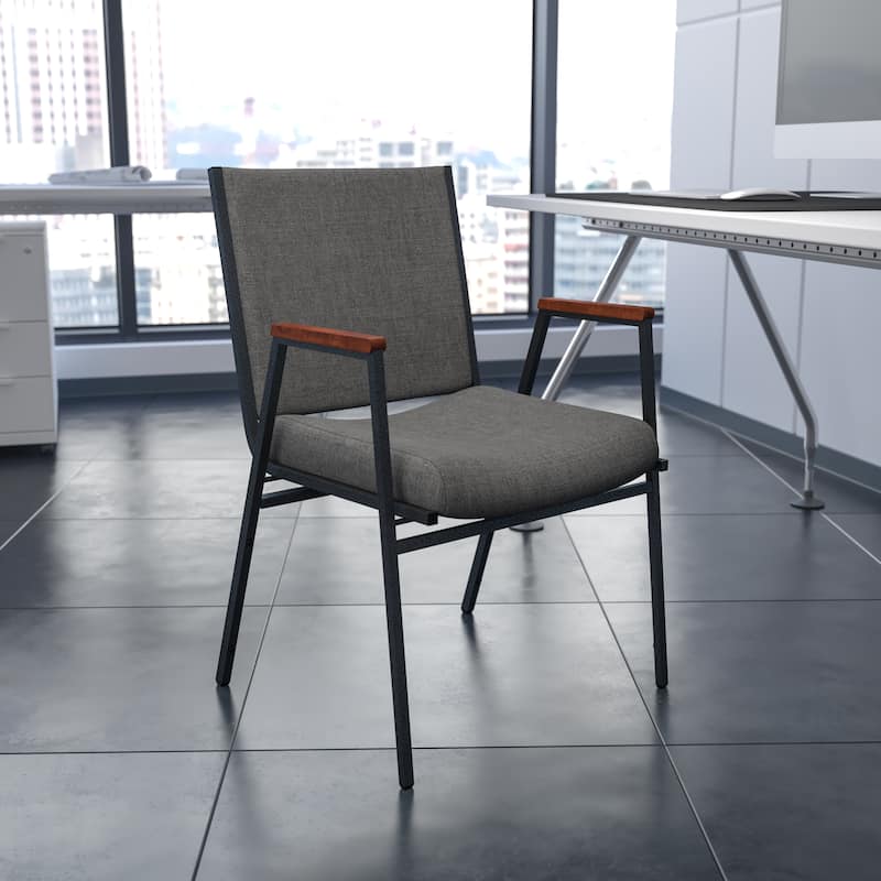 Heavy Duty Stack Chair with Arms - Gray Fabric