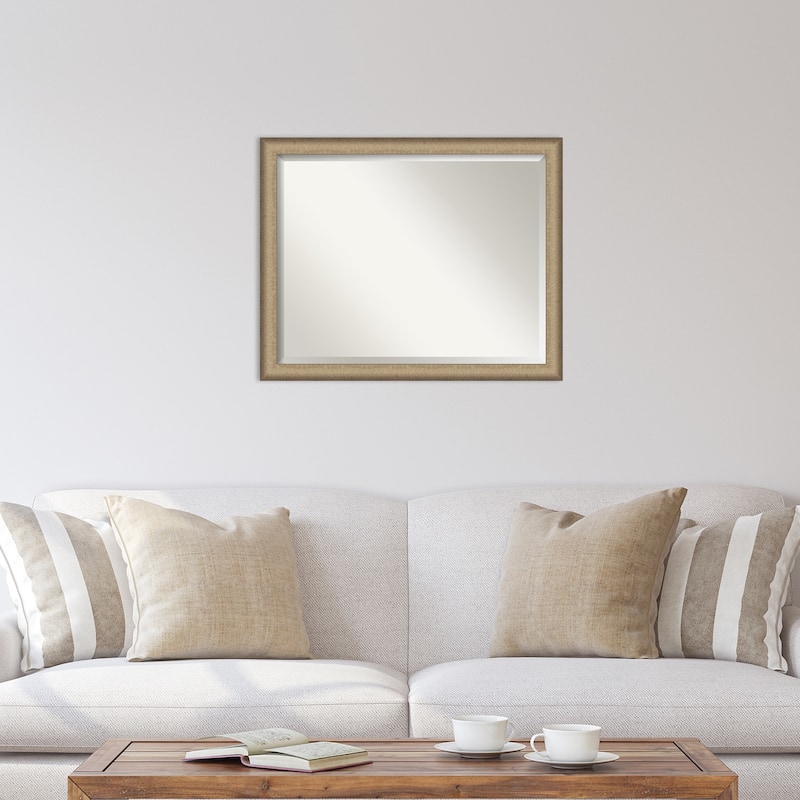 Beveled Wall Mirror - Elegant Brushed Bronze Narrow Frame