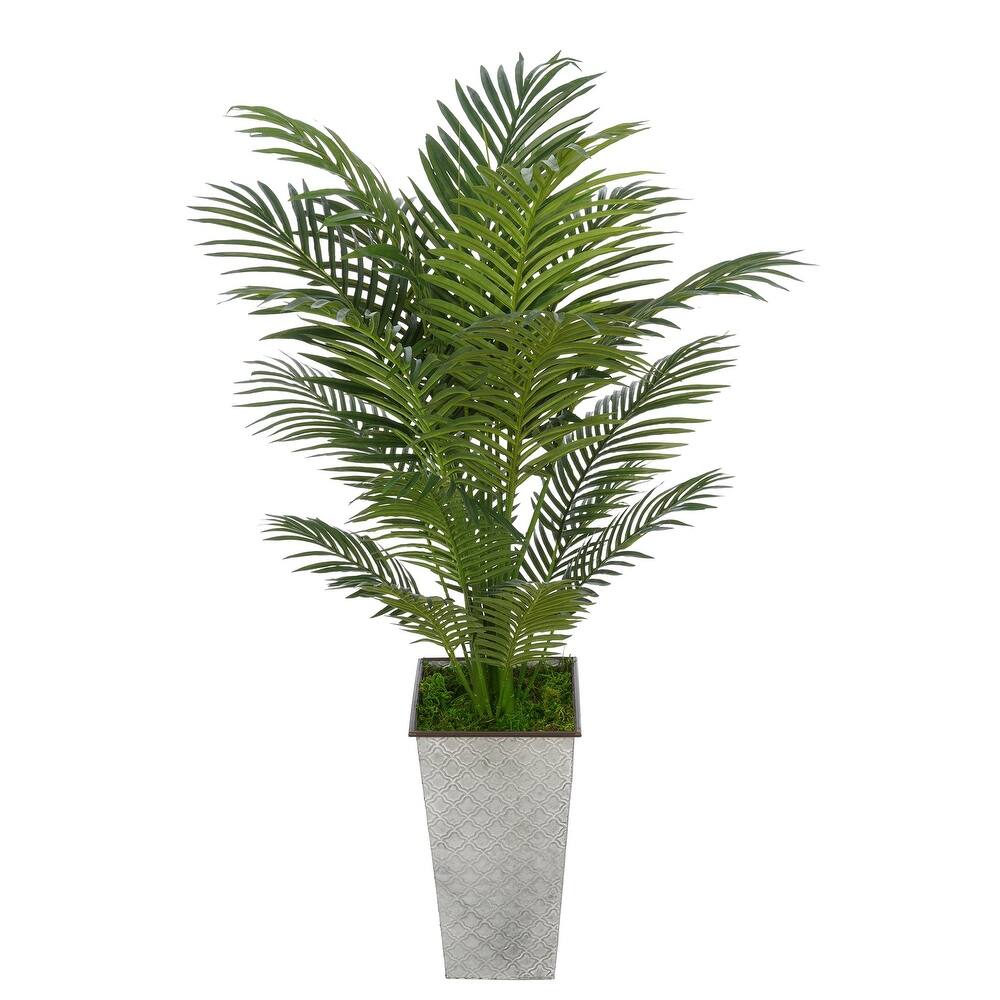 Faux Areca Palm in Designer Metal Planter