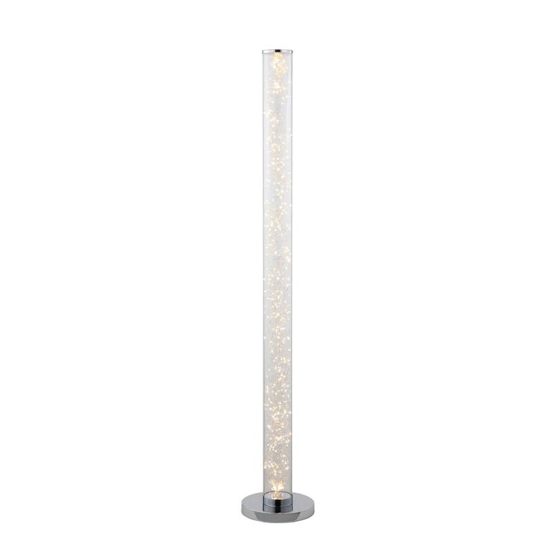 49" White Metal LED Column Floor Lamp With Clear Acrylic Drum Shade - 7.8" x 7.8" x 49"