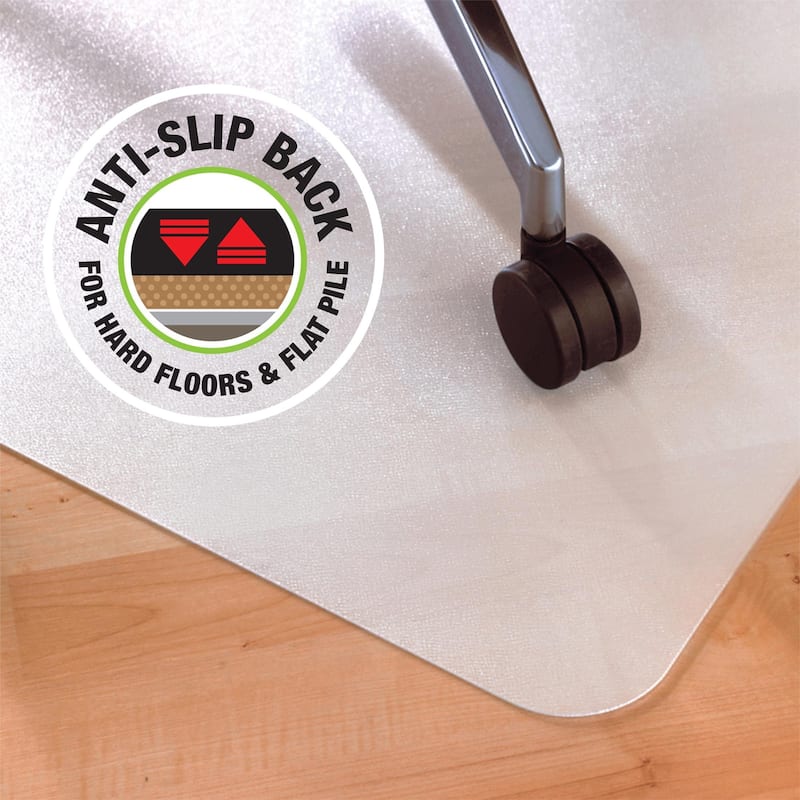 Cleartex® Polypropylene Rectangular Anti-Slip Foldable Chair Mat for Hard Floors - 45" x 53"