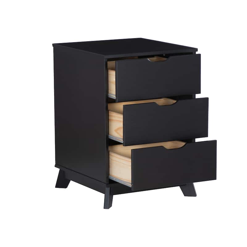Purcell Pine Wood 3-Drawer Nightstand (Set of 2)