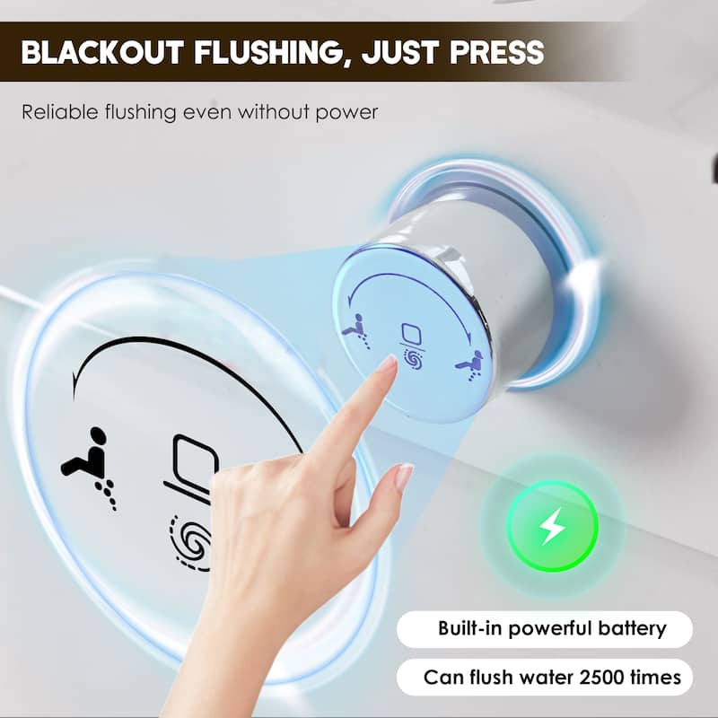 Smart Bidet Toilet Combo - Tankless Dual Flush, Foot Sensor, Self-Cleaning Nozzle, Night Light, Power Outage Flushing