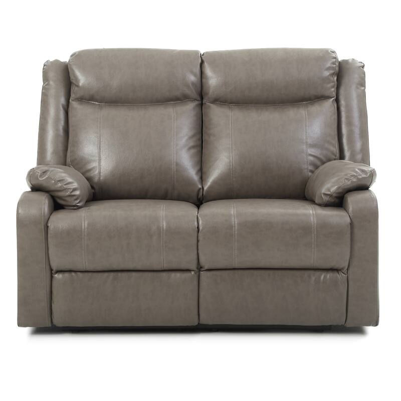 Faux leather 2-Seater Reclining Sofa - 55" - Gray