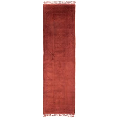 ECARPETGALLERY Hand-knotted Color Transition Brown Wool Rug - 2'8 x 8'11