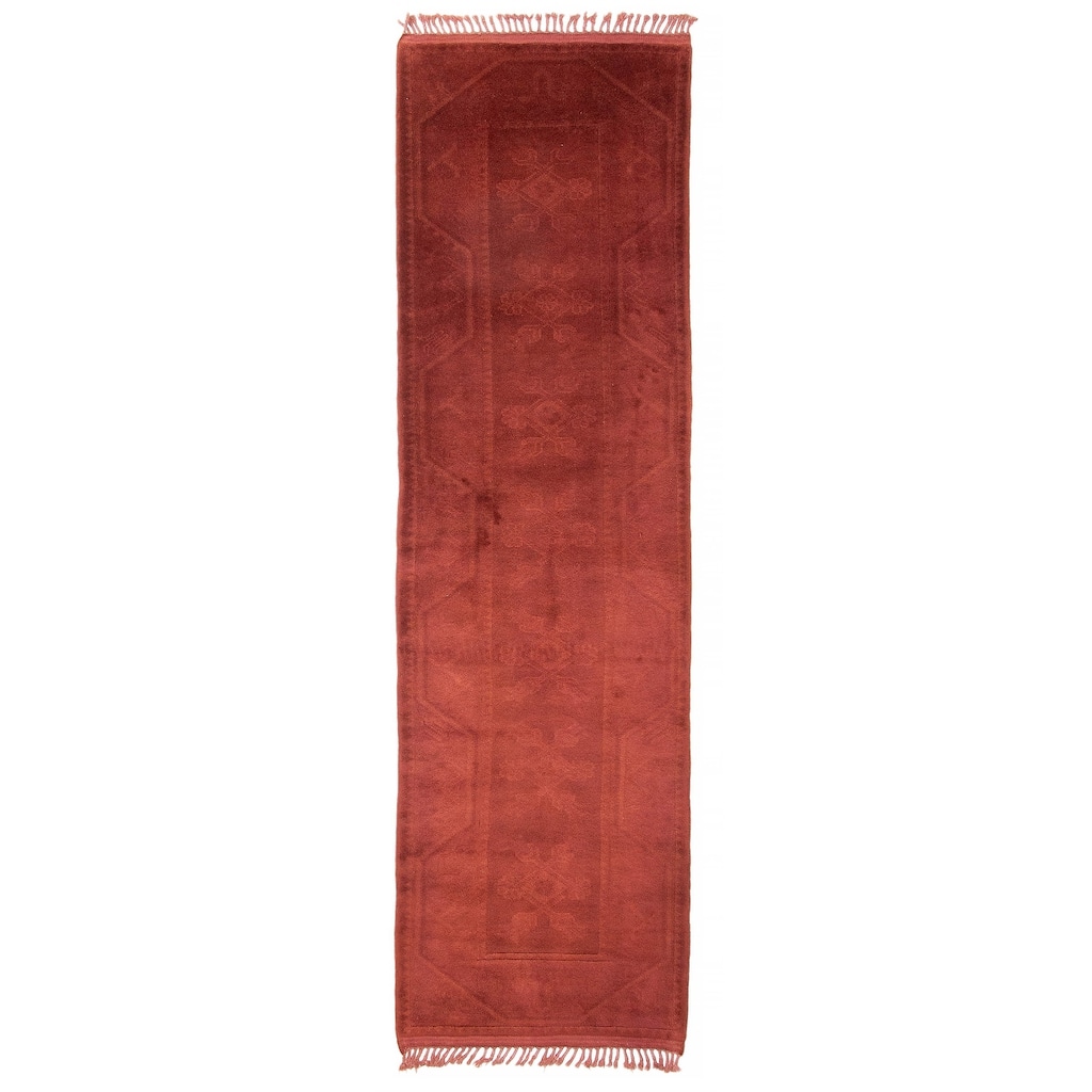 ECARPETGALLERY Hand-knotted Color Transition Brown Wool Rug - 2'8 x 8'11