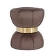 preview thumbnail 12 of 11, Adeco Modern Velvet Round Ottoman With Gold Metal Band Brown