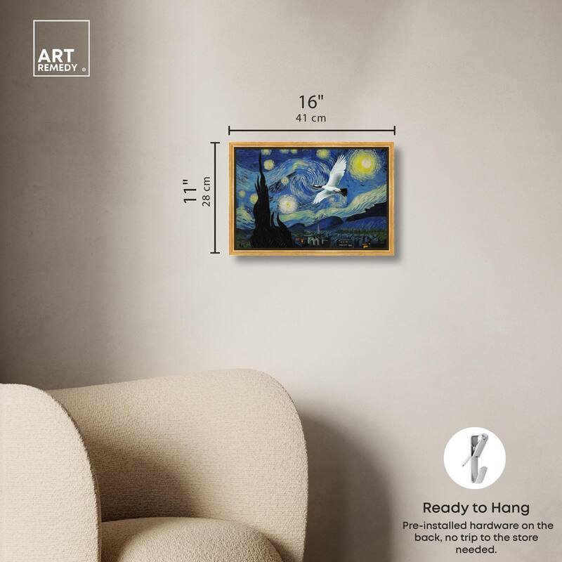 Crane Starry Night Canvas by Art Remedy