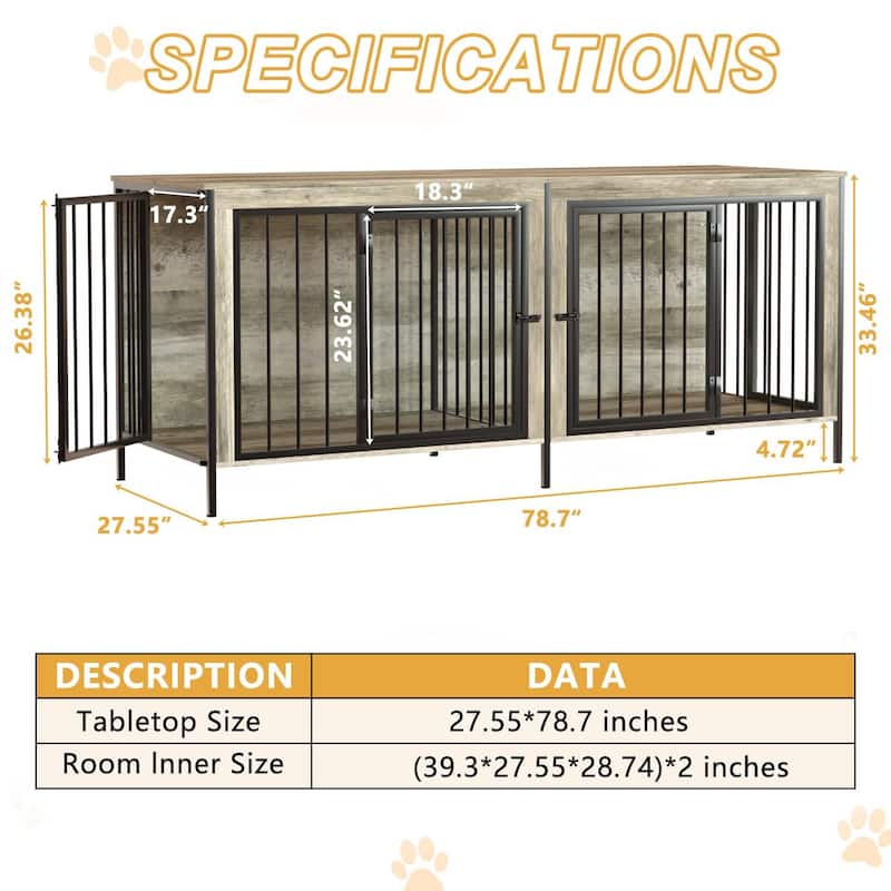BOSSIN Chew-Proof Large Dog Crate Furniture - Heavy-Duty XL Kennel for Anxiety Relief, Indoor Metal Frame