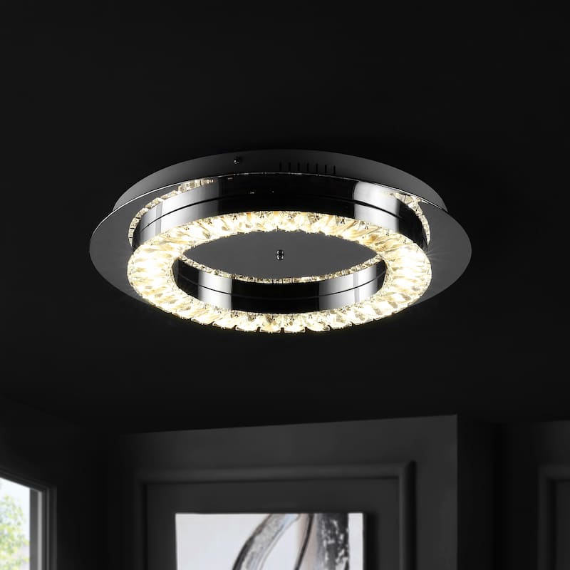 Brice Integrated Iron/Crystal Glam LED Flush Mount, by JONATHAN Y