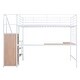 preview thumbnail 13 of 28, Artsy Full Size Metal Loft Bed with Desk and Metal Grid, Stylish Metal Frame Bed with Lateral Storage Ladder and Wardrobe, White