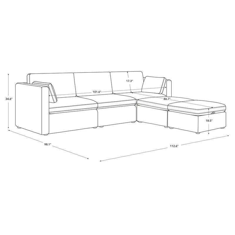 Celia Oversized Modular Sectional Fabric Sofa Set