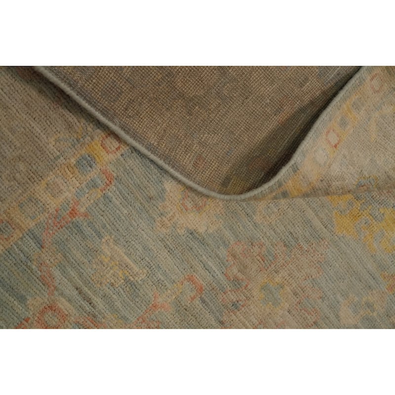 Hand Knotted Oriental 100% Wool Carpet Transitional Floral Navy Blue & Blues Oushak Area Rug - 5' 3'' X 3' 7''