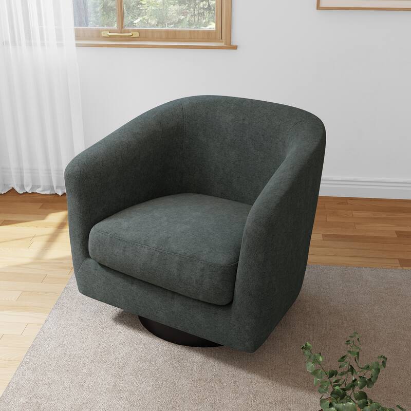Chenille Swivel Barrel Chairs Upholstered Accent Chairs For Living Room