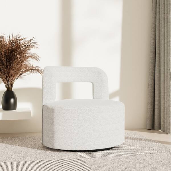 slide 2 of 13, BELLEZE Teddy Accent Chair with Open-Back, 360° Rotating Base - Burke White