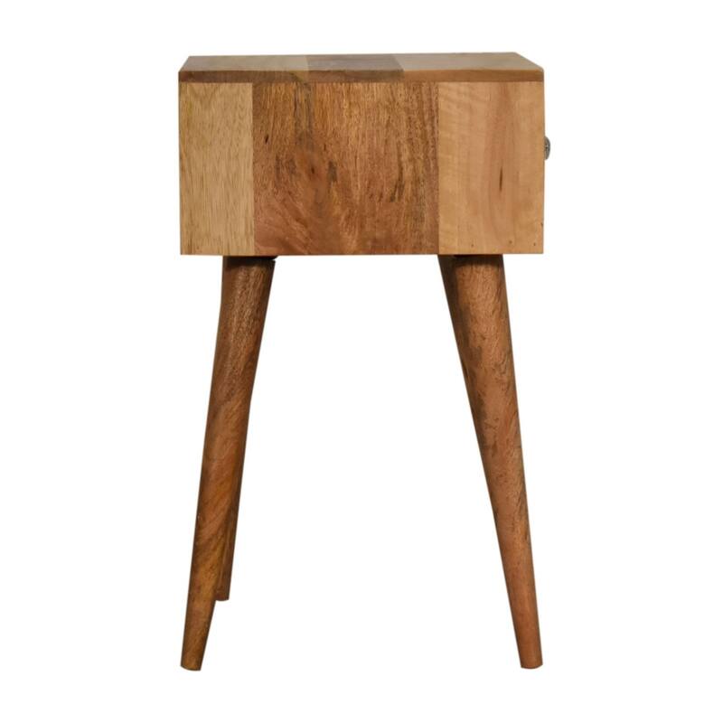 HomeRoots 20" Black White And Brown Solid Wood Geometric Bone Inlay One Drawer Nightstand