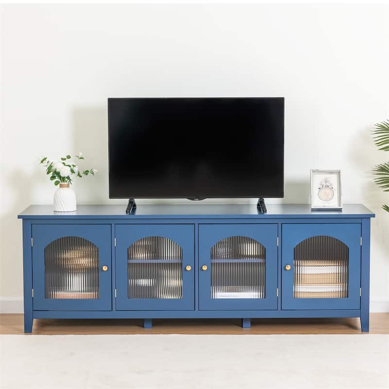 71" TV Cabinet w/ Solidwood Frame, Changhong Glass Door, Metal Handle