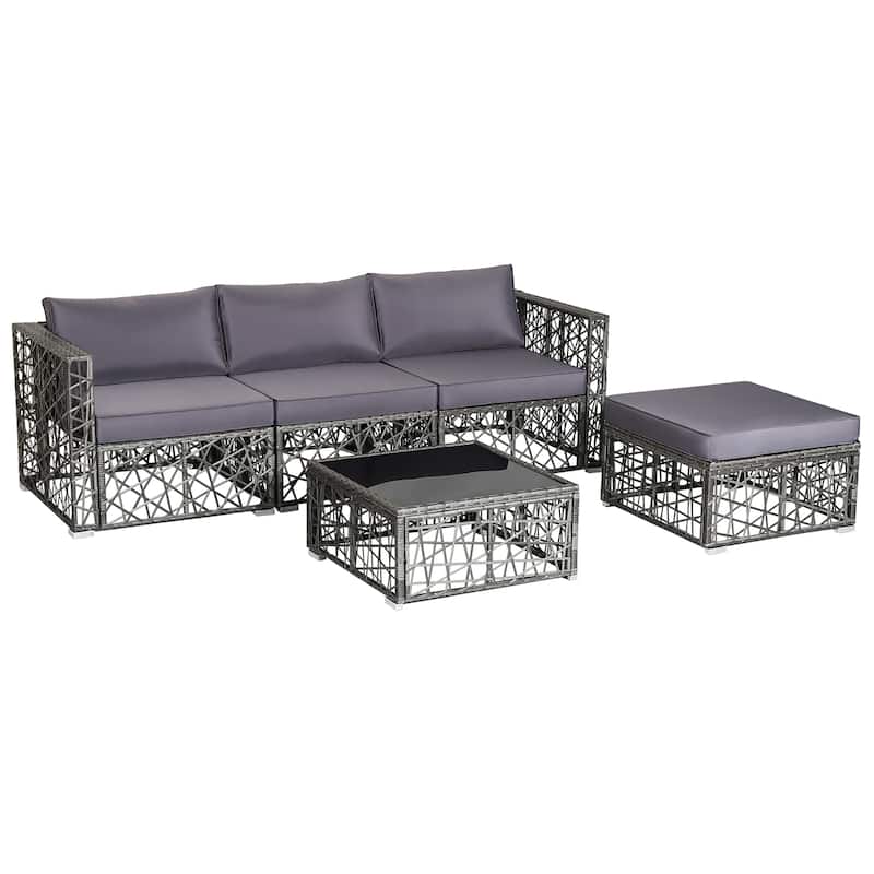 Costway 5 Pieces Patio PE Rattan Wicker Sofa Furniture Set Cushioned - See Details