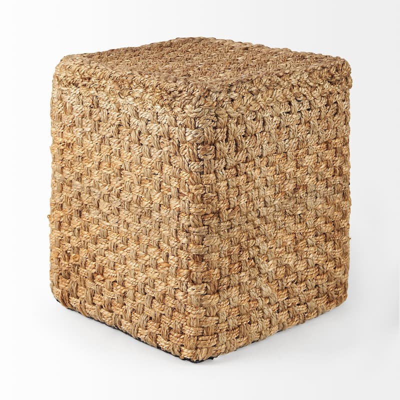 Mercana "Aylin" Brown Jute Square Pouf