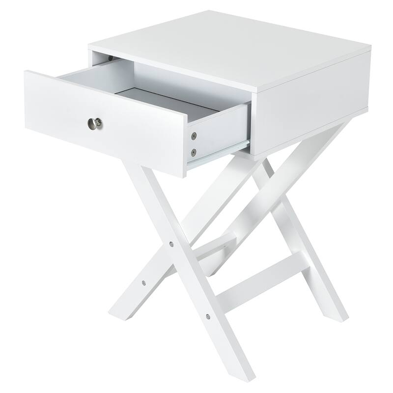 Costway Side Nightstand with Drawer x Shaped Structure Accent Sofa End