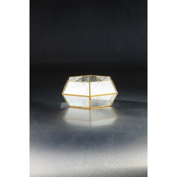 10.5" Clear and Gold Colored Hexagonal Mercury Glass Style Planters - N/A