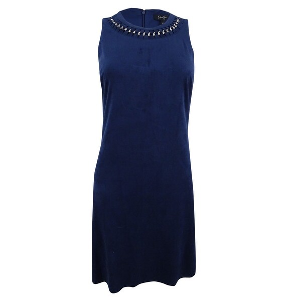 Chain Necklace A-Line Dress - Navy 