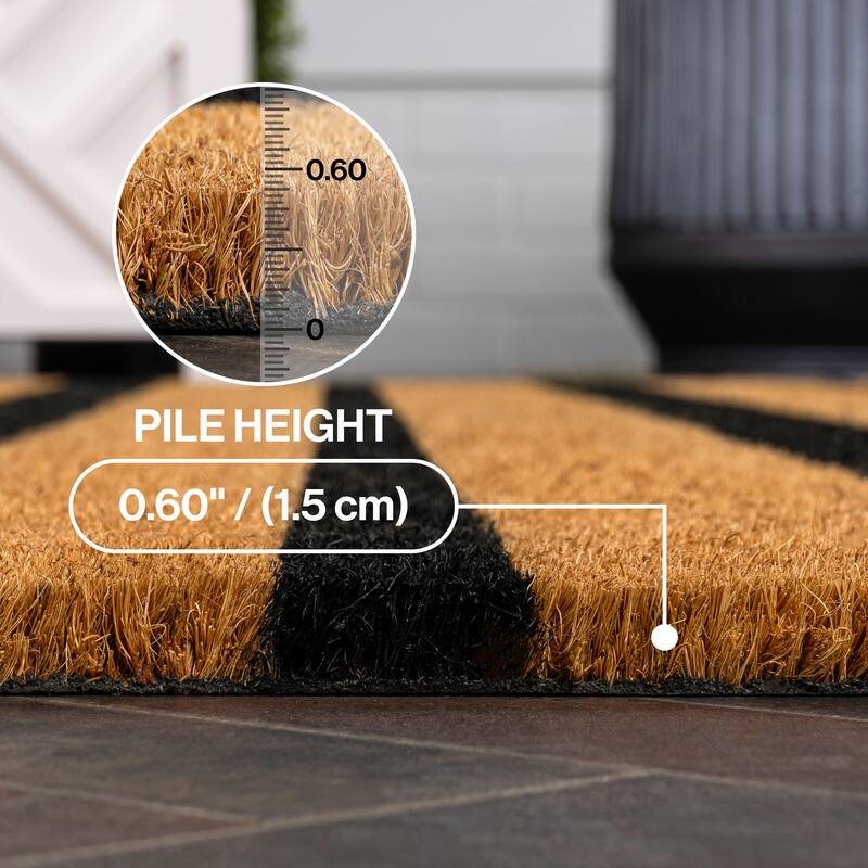 Hadley Modern Classic Ticking Stripe Coir Indoor/Outdoor Area Rug