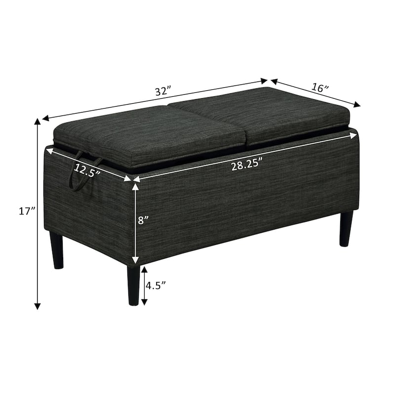 Convenience Concepts Designs4Comfort Magnolia Storage Ottoman with Reversible Trays