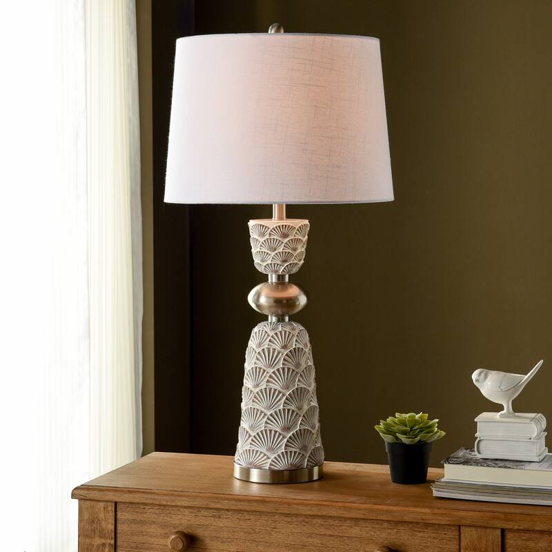 StyleCraft Poly & Steel Table Lamp - Saponay - Beige Shade